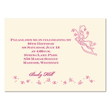 Romantic Butterflies Petite Sweet 16 Invitation - Ecru
