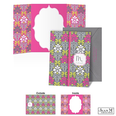 Retro Damask Note Card