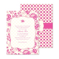 Gingham Rose Baby Shower Invitation