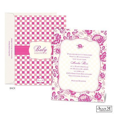 Gingham Rose Baby Shower Invitation