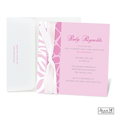 Baby Shower Invitations Zebra Print on Baby Shower    Animal Print Baby Shower Invitation   Bubble Gum