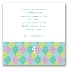 Argyle Cross Baptism Invitation