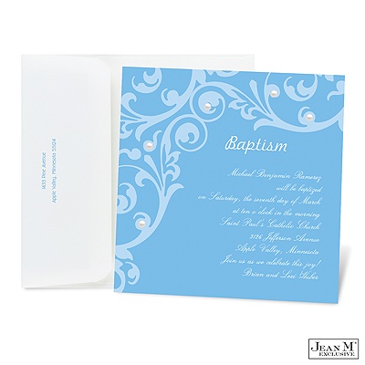 Flourish Baptism Invitation - Cornflower