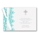 Filigree Cross Baptism Invitation - Sea
