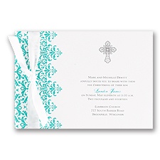 Filigree Cross Baptism Invitation - Sea