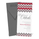 Zig Zag Stripes Birthday Invitation - Cherry