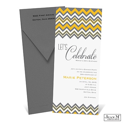 Zig Zag Stripes Birthday Invitation - Marigold