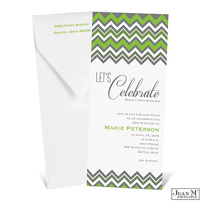 Zig Zag Stripes Birthday Invitation - Spring