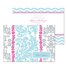 Patterned Damask Bridal Shower Invitation - Sea
