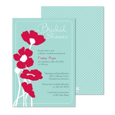 Pretty Poppies Bridal Shower Invitation - Aqua