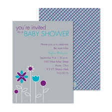 Growing Posies Baby Shower Invitation - Stainless
