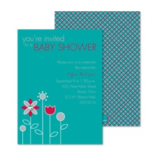 Growing Posies Baby Shower Invitation - Peacock