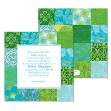 Patchwork Patterns Baby Shower Invitation - Palm