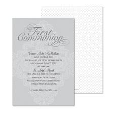 Damask Medallion First Communion Invitation