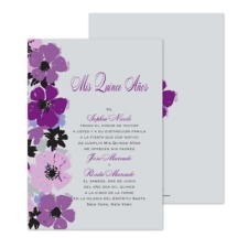 Purple Flowers Quinceanera Invitation
