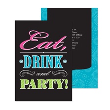 Eat Drink Party Birthday Invitation