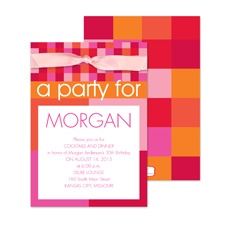 Party Checks Birthday Invitation - Cherry