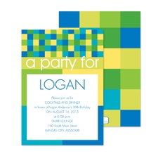 Party Checks Birthday Invitation - Grass