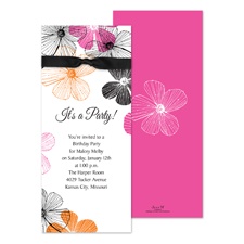 Silhouette Floral Birthday Invitation