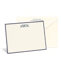 Rich Border Ecru Note Card - Navy