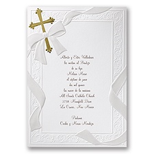 Gold Cross Baptism Invitation