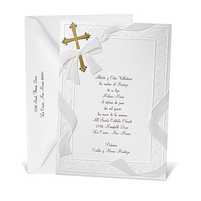 Gold Cross Baptism Invitation
