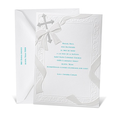 Silver Cross Baptism Invitation