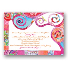 Mystical Symbols Bar and Bat Mitzvah Invitation - Pink