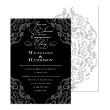 Damask Impression Engagement Party Invitation