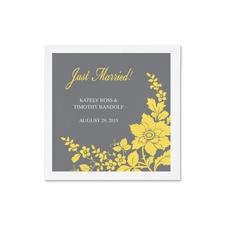 Floral Silhouette Ooh La Color Cocktail  Napkin - Pewter