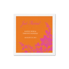 Floral Silhouette Ooh La Color Cocktail  Napkin - Poppy