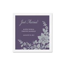 Floral Silhouette Ooh La Color Cocktail  Napkin - Raisin