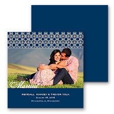 Modern Mosaic Photo Marriage Announcement - Midnight