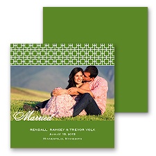 Modern Mosaic Photo Marriage Announcement - Cloverleaf