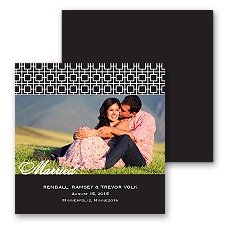 Modern Mosaic Photo Marriage Announcement - Black