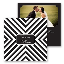 Stylish Chevron Photo Marriage Announcement - Black