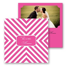 Stylish Chevron Photo Marriage Announcement - Fuchsia