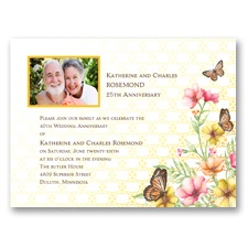 Sweet Butterflies Photo Anniversary Invitation