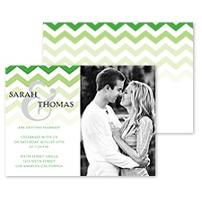 Faded Chevron Photo Engagement Party Invitation - Grass