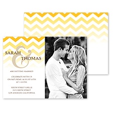 Faded Chevron Photo Engagement Party Invitation - Marigold
