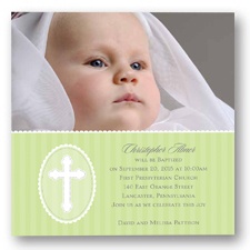 Precious Cross Photo Baptism Invitation