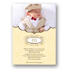 Sweet Damask Photo Baptism Invitation