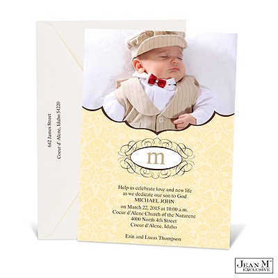 Sweet Damask Photo Baptism Invitation