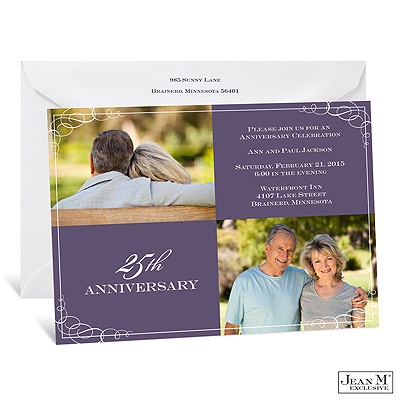 Whimsical Border Photo 25th Anniversary Invitation