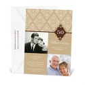 Bold Damask Photo Anniversary Invitation - Espresso