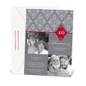 Bold Damask Photo Anniversary Invitation - Merlot