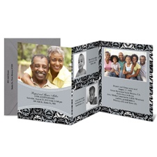 Silver Damask Storyline Photo Anniversary Invitation