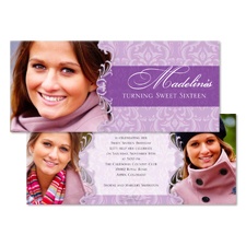 Delicate Damask Sweet 16 Photo Invitation