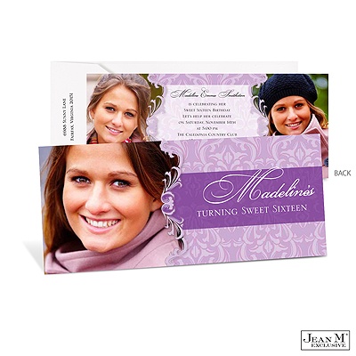 Delicate Damask Sweet 16 Photo Invitation