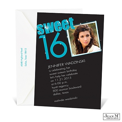 She Sparkles Sweet 16 Photo Invitation